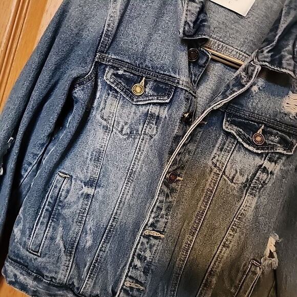 KanCan Denim Jean Jacket Women's Size S Destroyed Distressed Style KC5007M EUC - Picture 2 of 10